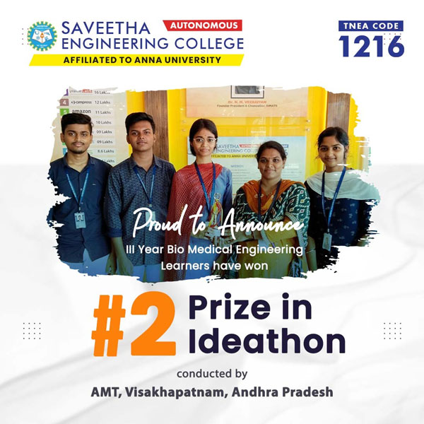 Bio Meidcal Engineering students won 2nd prize in Ideathon 1