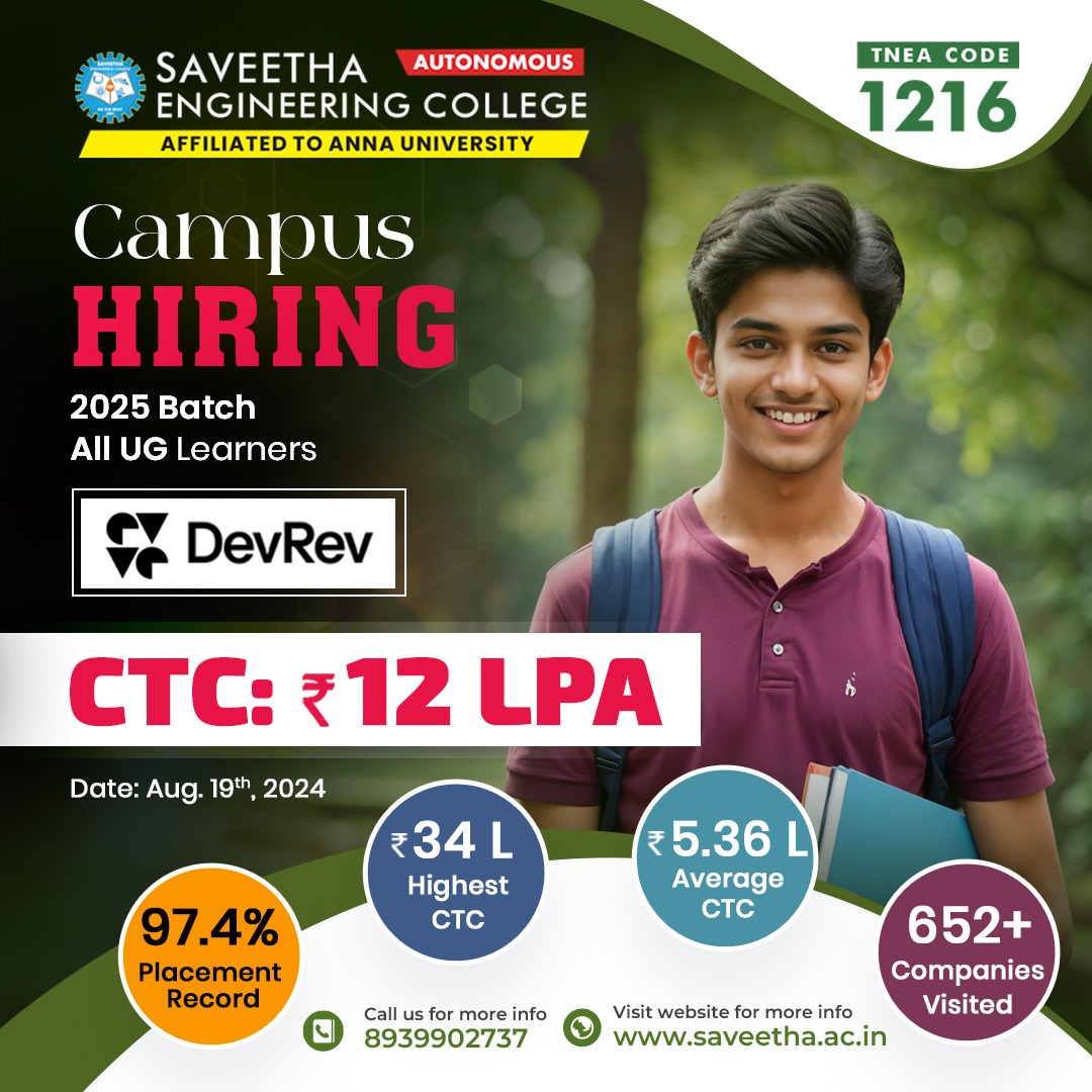 DEVREV Campus Hiring Drive at Saveetha Engineering College