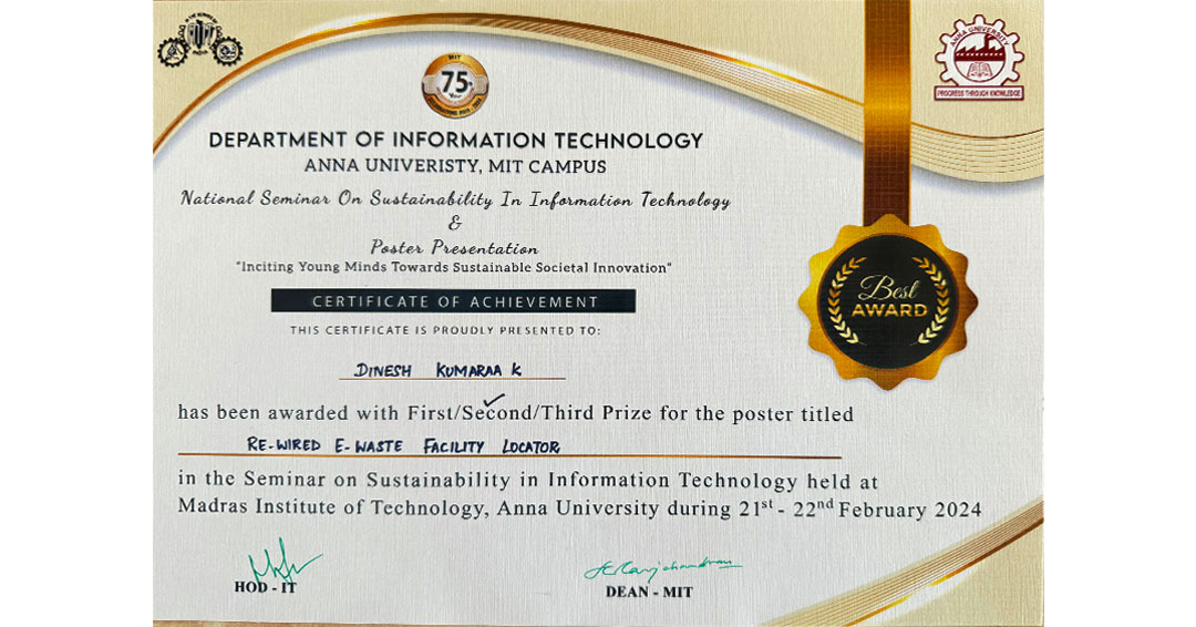 IT Learners received award at MIT Anna University 4