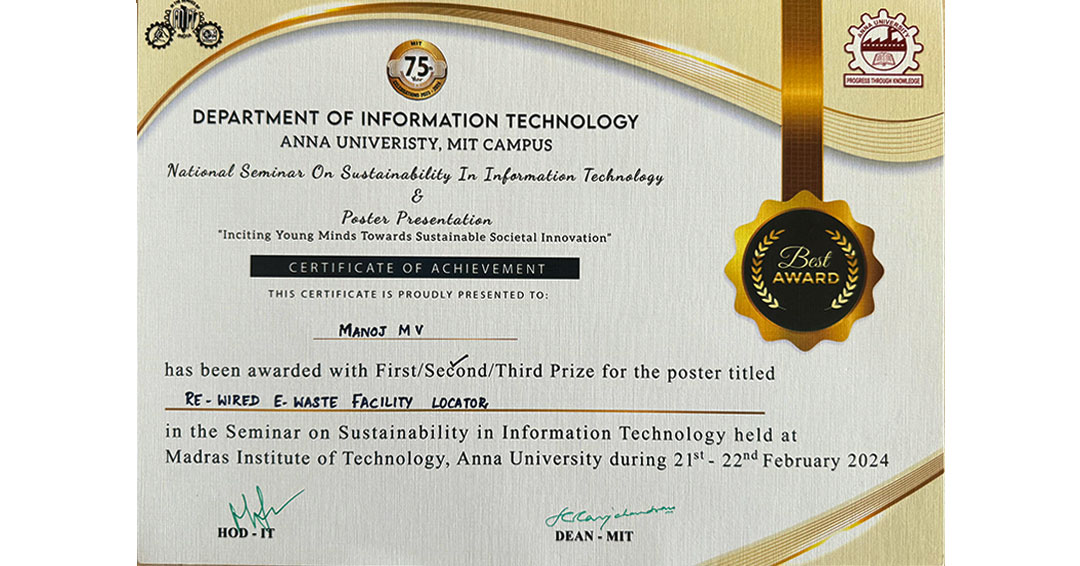 IT Learners received award at MIT Anna University 6