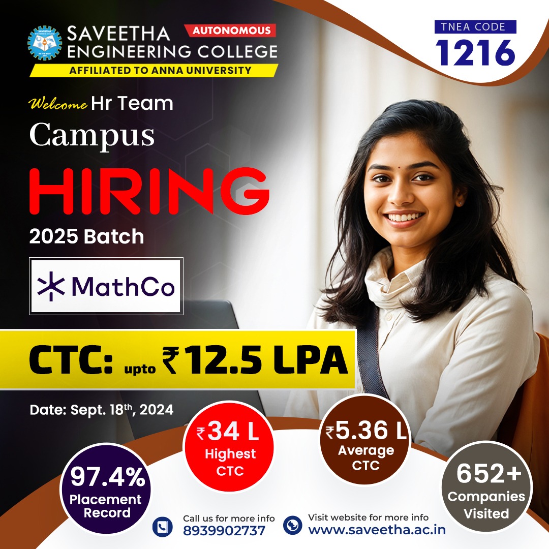 MATHCO campus hiring drive at Saveetha Engineering College