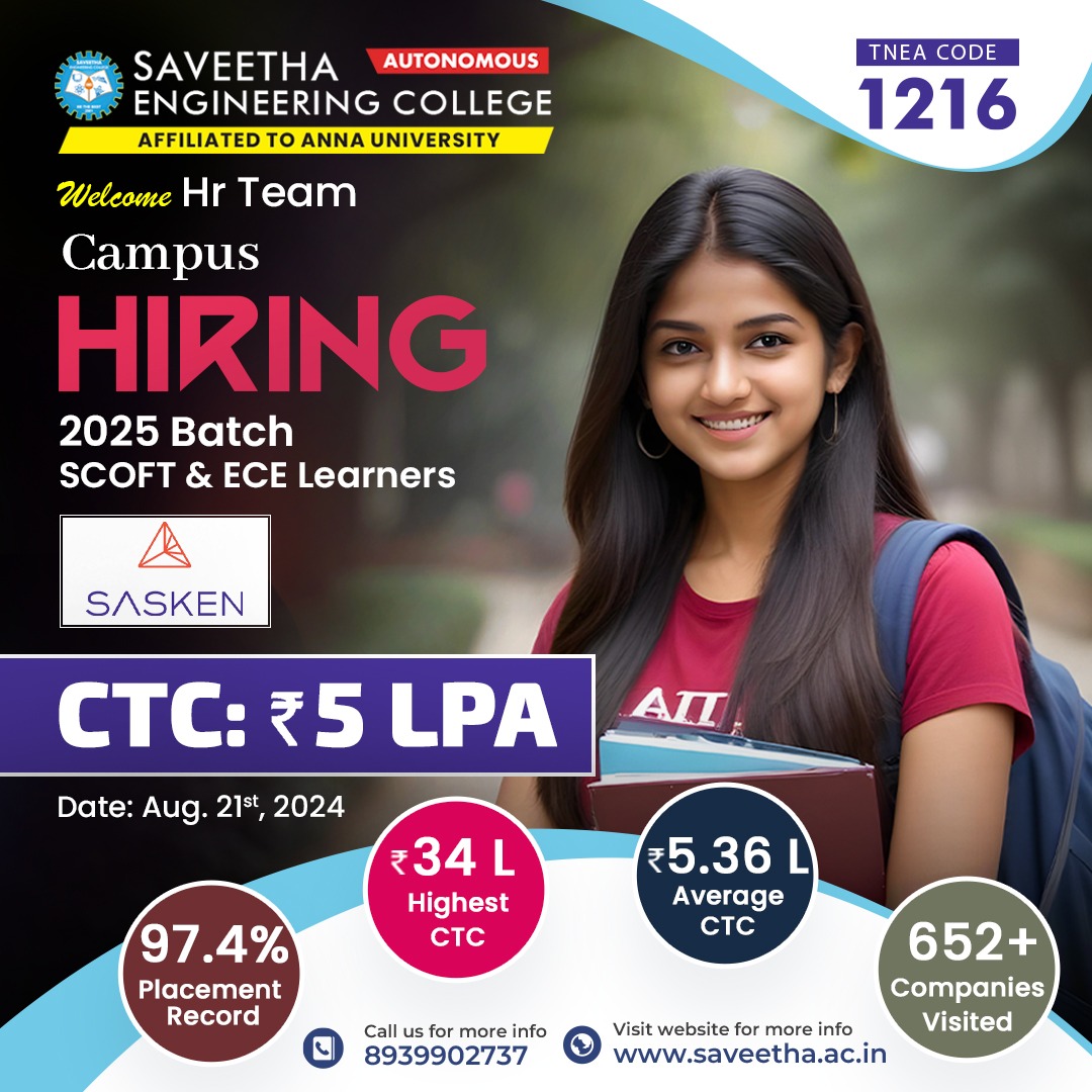 SASKEN Campus Hiring Drive at Saveetha Engineering College