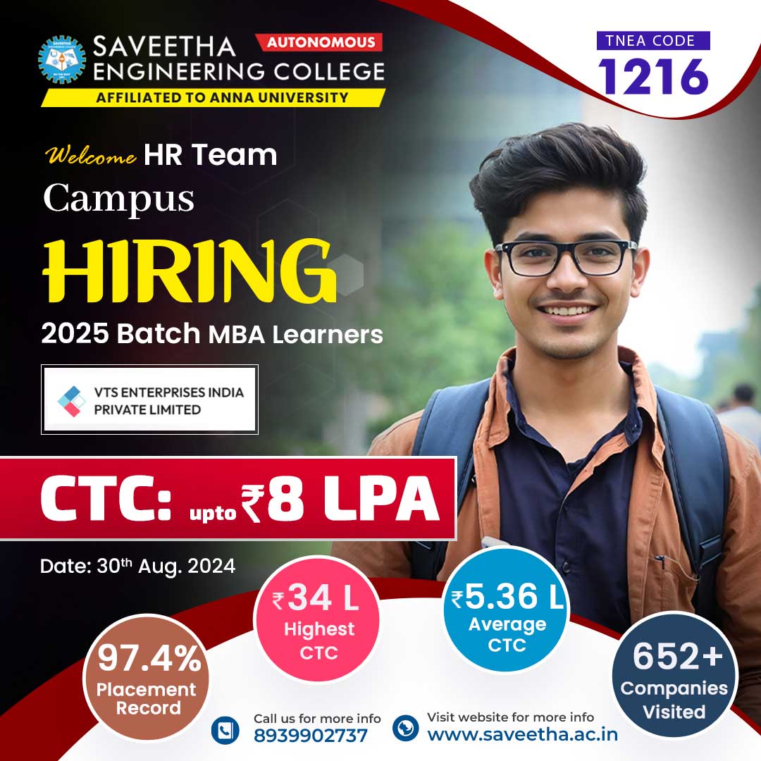 VTS Enterprises campus hiring drive at Saveetha Engineering College